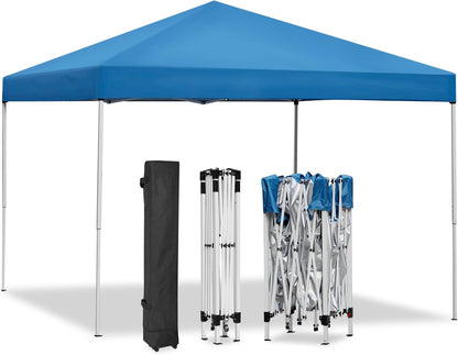 Adjustable Straight Leg Heights Instant Shelter Pop Up Canopy Tent with Wheeled Bag, Ropes