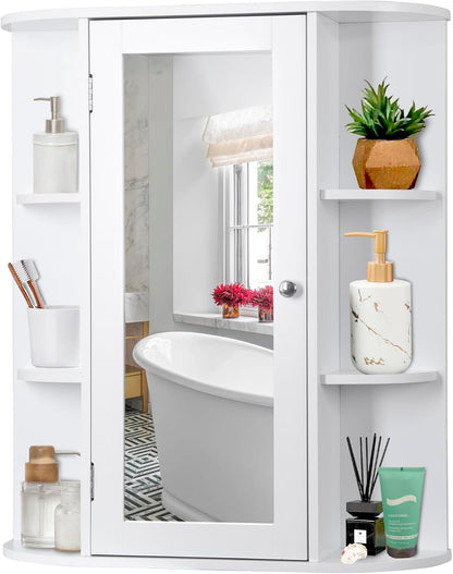 Bathroom Cabinet with Wall-Mounted Mirror Medicine Cabinet with 2-Tier Adjustable Shelves