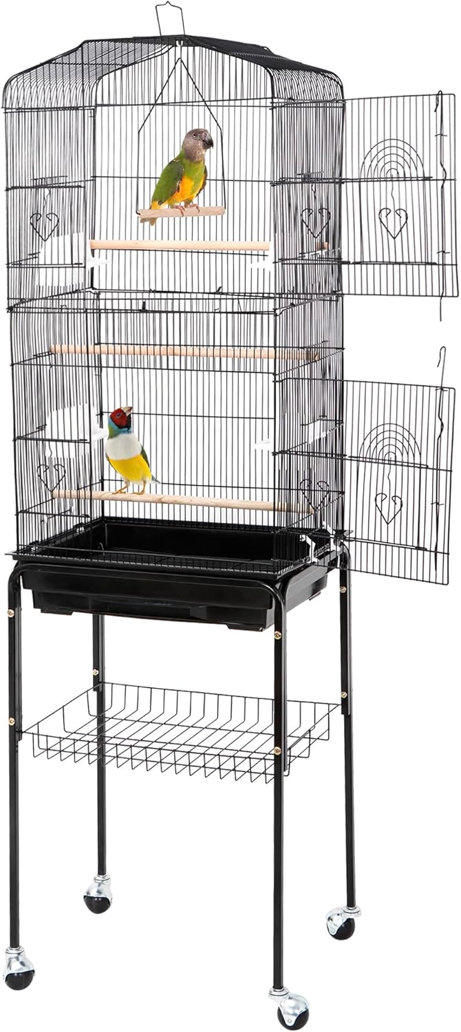 53-Inch Wrought Iron Standing Large with Rolling Stand Bird Flight Cage (Copy)