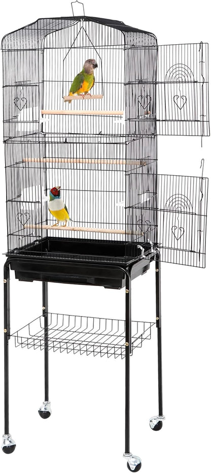 53-Inch Wrought Iron Standing Large with Rolling Stand Bird Flight Cage (Copy)