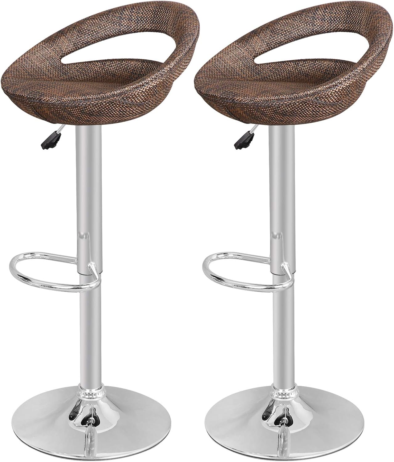 Set of 4 Adjustable Pub Swivel Bar Stools Chairs with Back