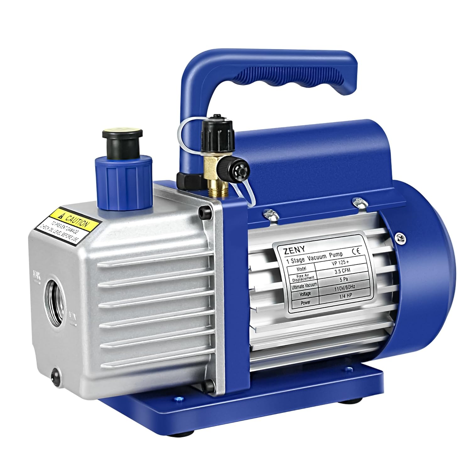 3.5CFM Single-Stage 5 Pa Rotary Vane Economy Vacuum Pump 3 CFM 1/4HP Air Conditioner Refrigerant HVAC Air Tool R410a 1/4&quot; Flare Inlet Port - Blue