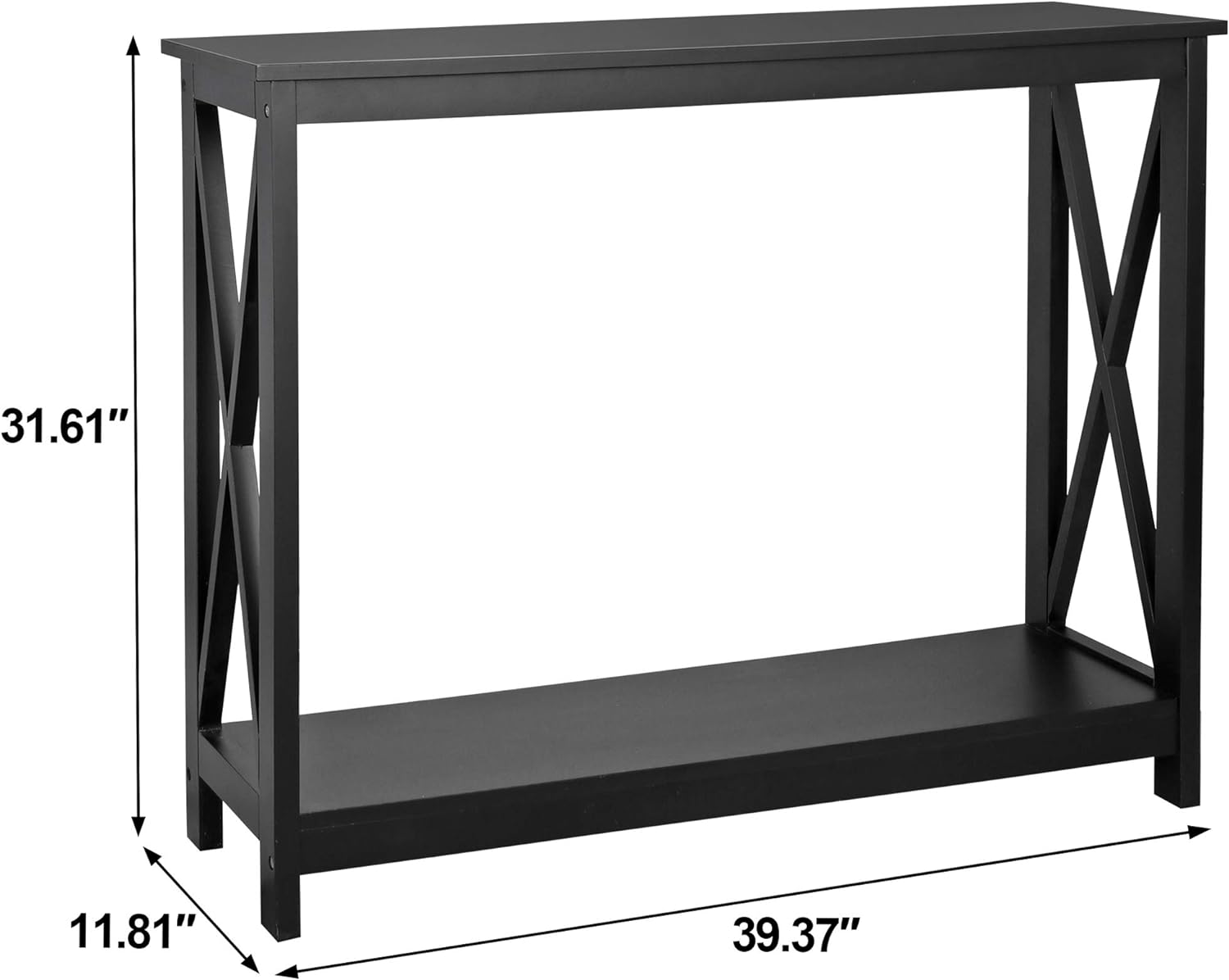 Narrow Console Table with 2-Tier Shelves for Entryway, Living Room, or Hallway