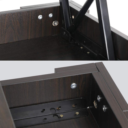 Lift Top Coffee Table with Hidden Compartment and Storage Shelves