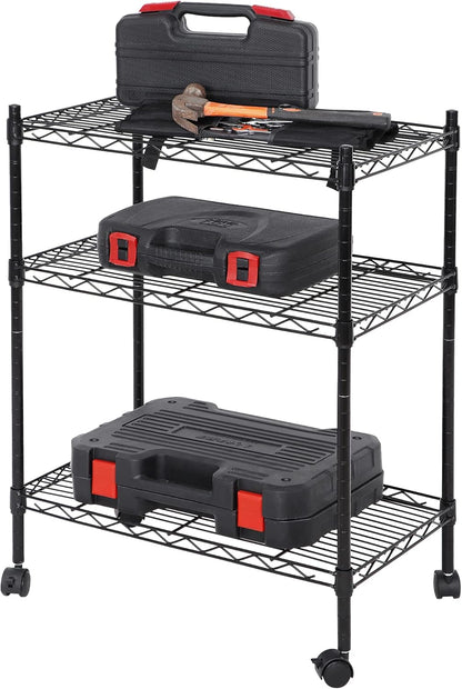 3-Shelf Heavy-Duty Shelving Storage Wire Rack with Casters