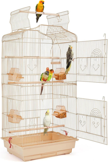 41-Inch Open Top Medium Bird Cages for Parakeets Finches Canaries Lovebirds Small Quaker Parrots Cockatiels Budgie Green Cheek Conure Travel Pet Flight Birdcage