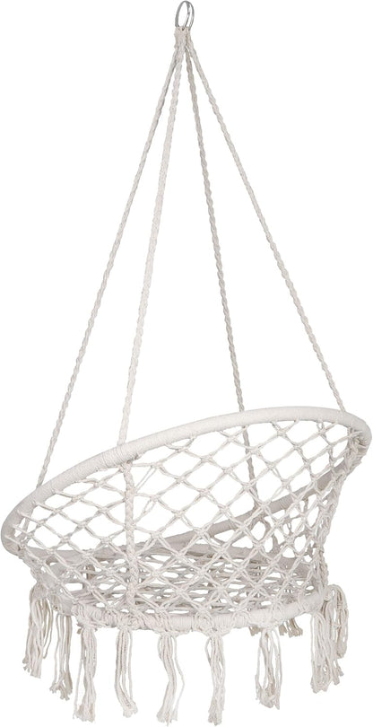 Hammock Swing Chair for Indoor Outdoor, Rope Swing Chairs with Macrame