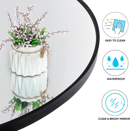 Wall Mounted Round Black Frame Bathroom Vanity Mirror