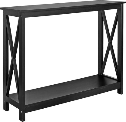 Narrow Console Table with 2-Tier Shelves for Entryway, Living Room, or Hallway