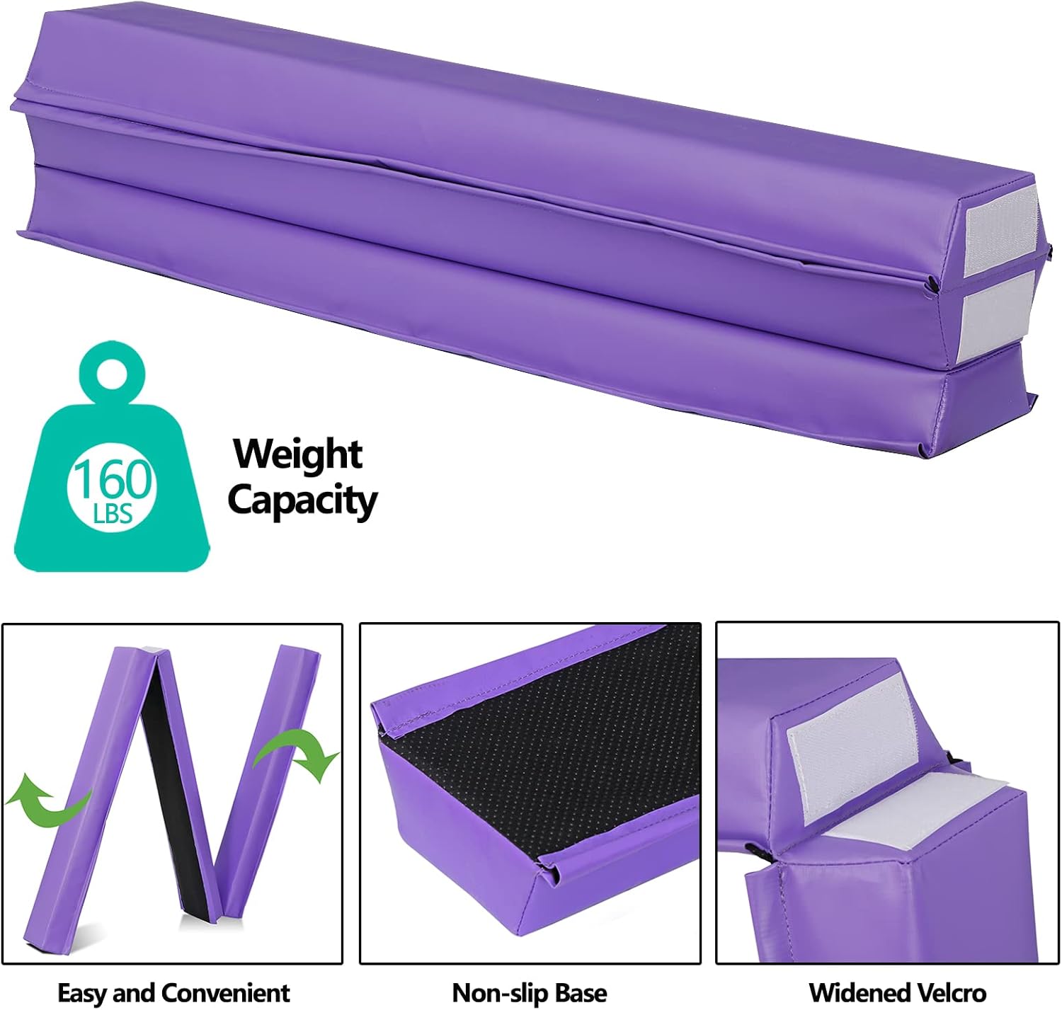 9ft Folding Gymnastics Balance Beam with Anti-Slip Base