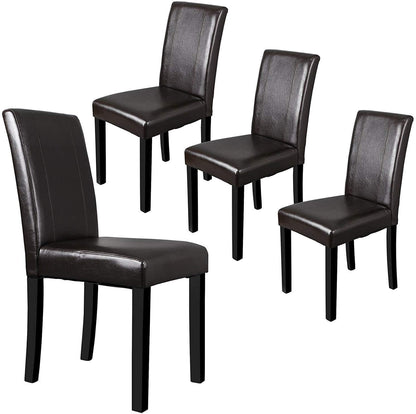 Set of 2/4/6/8 PU Leather Modern Armless Dining Chairs with Solid Wood Legs for Kitchen or Living Room