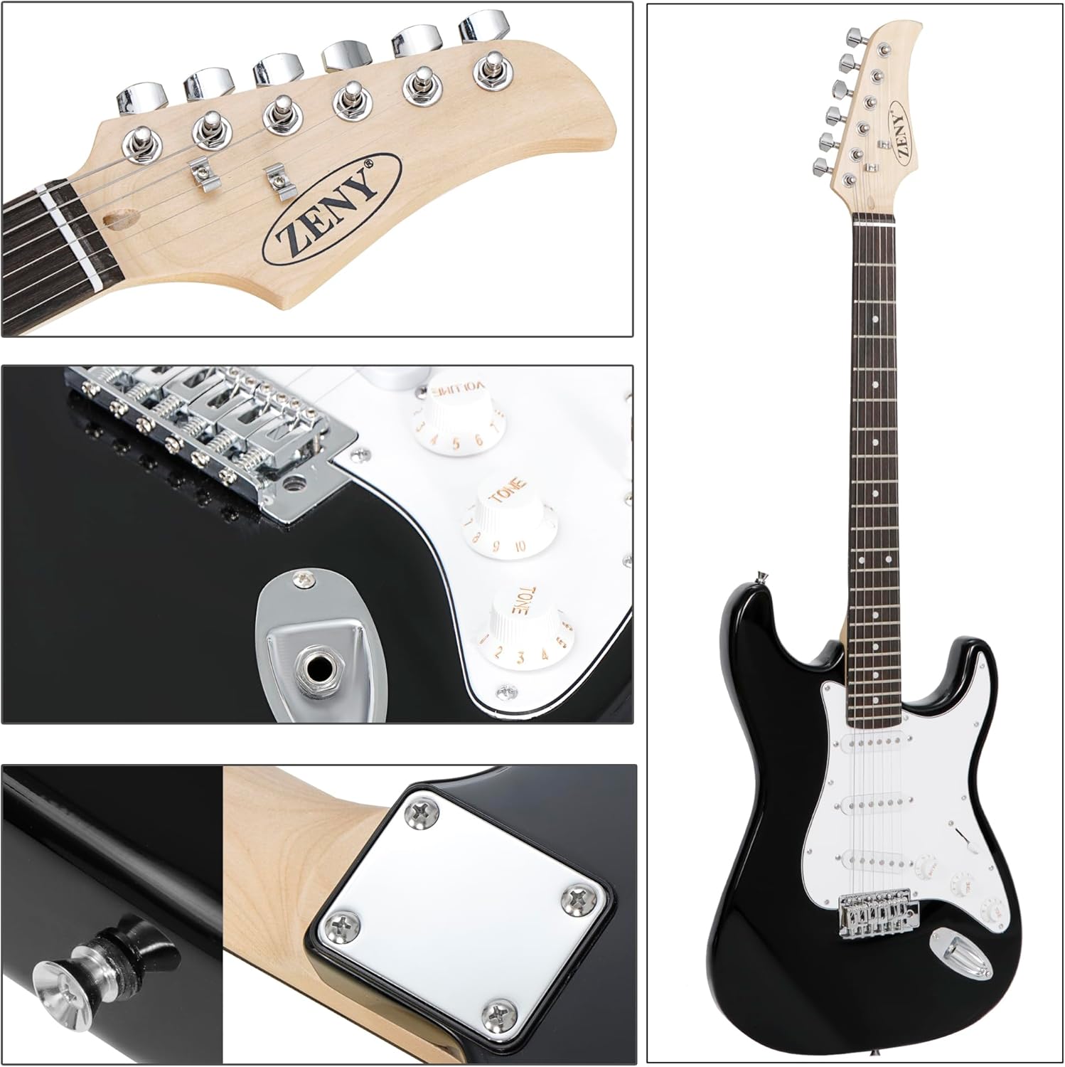 39in Full Size Electric Guitar with 10W Amp, Case and Accessories Pack Beginner Starter Package