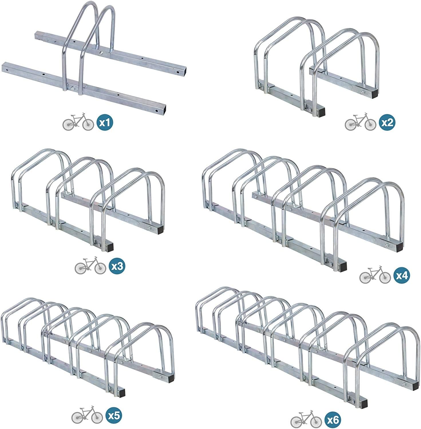 1-6 Bike Rack Bicycle Floor Parking Stand for Mountain Bike Road Bike Indoor Outdoor Garage