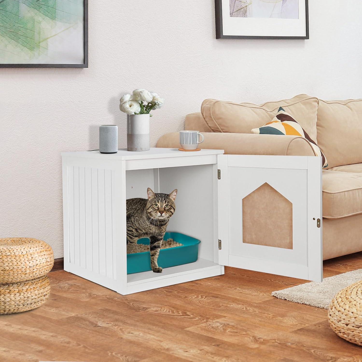 Pet Cat Litter Box Enclosure with Vent Holes