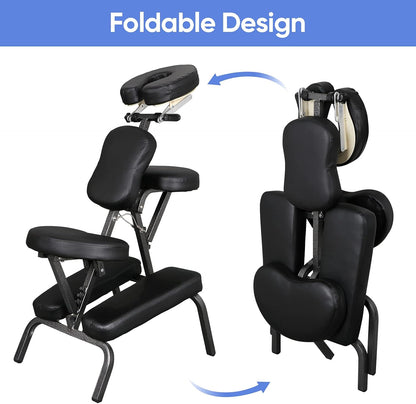 4” Thick Foam Portable Therapy Chair, Adjustable Spa &amp; Tattoo Chair with Face Cradle &amp; Carrying Bag