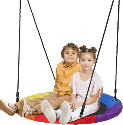 40 Inch Playground Saucer Swing Set Round Web Swing Tree Swing Platform for Kids