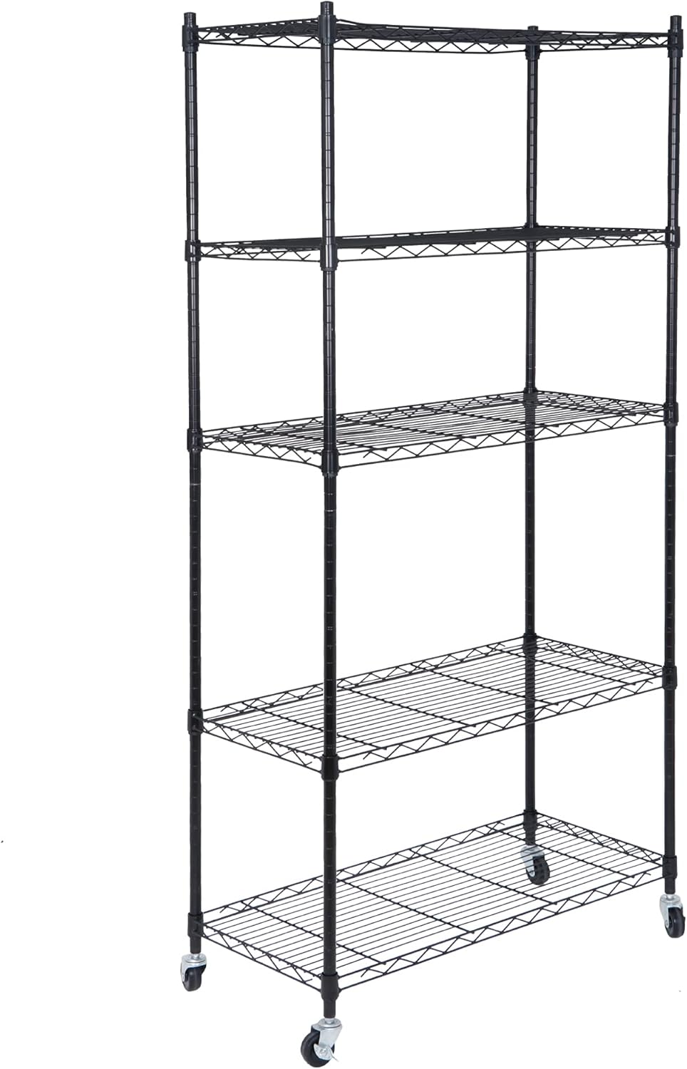 5-Shelf Heavy Duty Metal Organizer Wire Rack Shelving Storage Unit with Casters