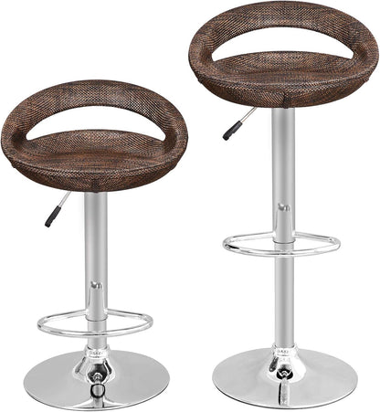 Set of 4 Adjustable Pub Swivel Bar Stools Chairs with Back