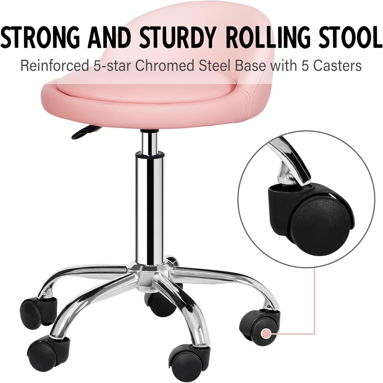 Adjustable Hydraulic Rolling Stool Swivel Salon &amp; Spa Chair with Backrest