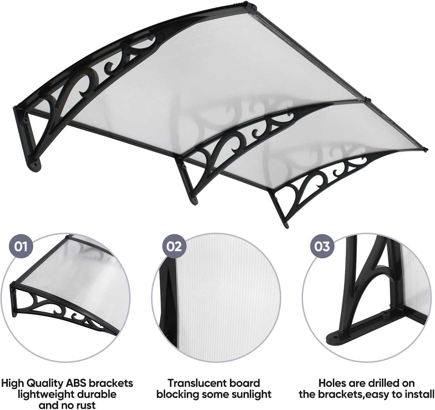 40&quot;x 80&quot; Window Awning Canopy Overhead Door Awning Polycarbonate Cover