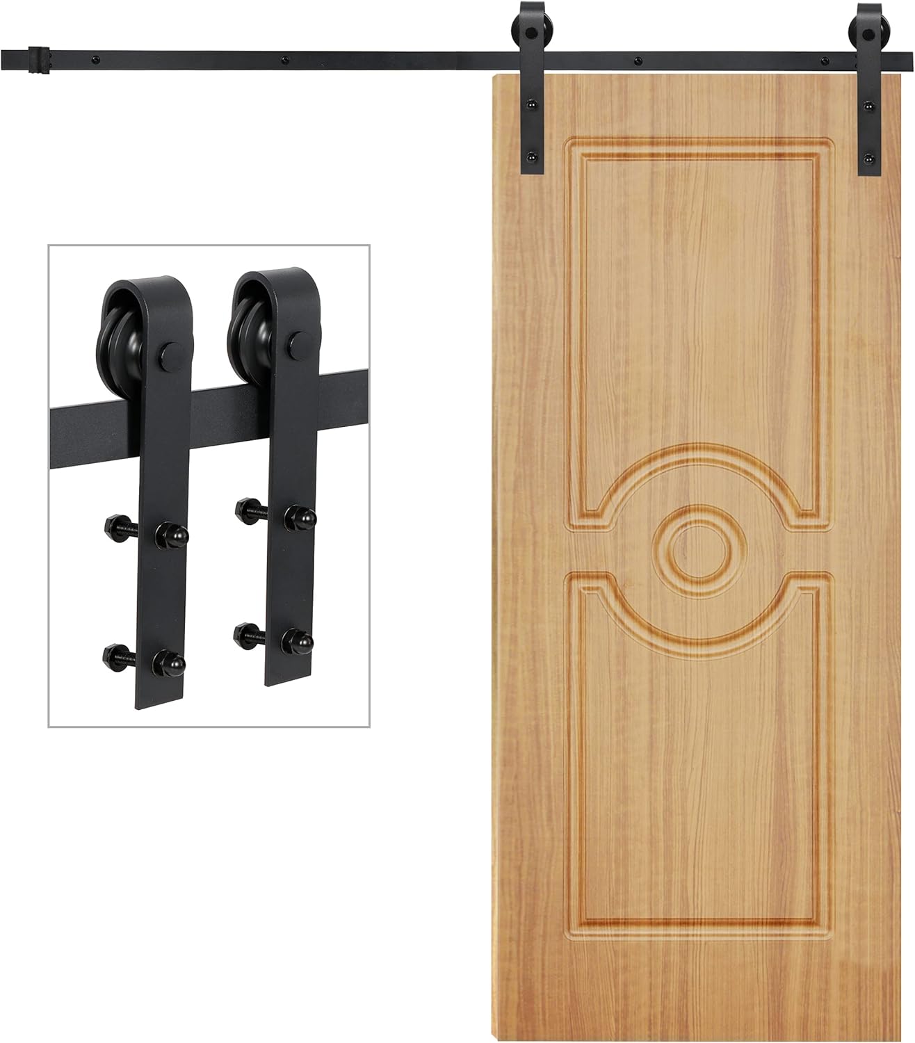 6.6/12FT Heavy Duty Sliding Barn Door Hardware Hangers and Track Kit Sliding Roller Set