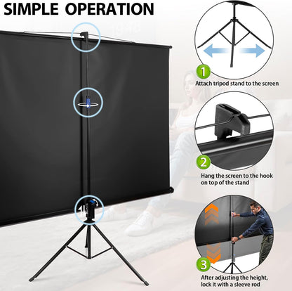 84 inch 16:9 HD Portable Projector Screen with Tripod Stand