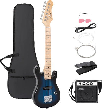 30 inch Kids Electric Guitar with 5w Amp, Gig Bag, Strap, Cable, Strings and Picks Guitar Combo Accessory Kit