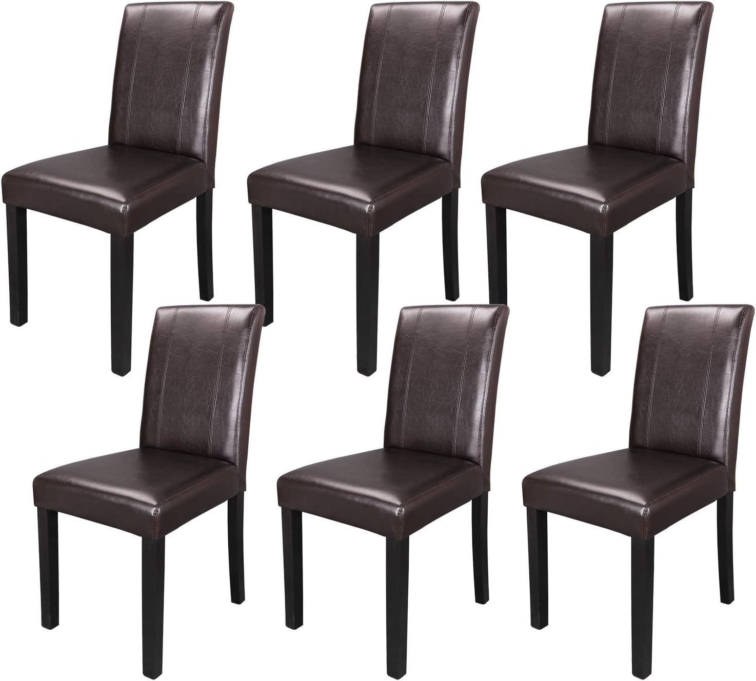 Set of 2/4/6/8 PU Leather Modern Armless Dining Chairs with Solid Wood Legs for Kitchen or Living Room