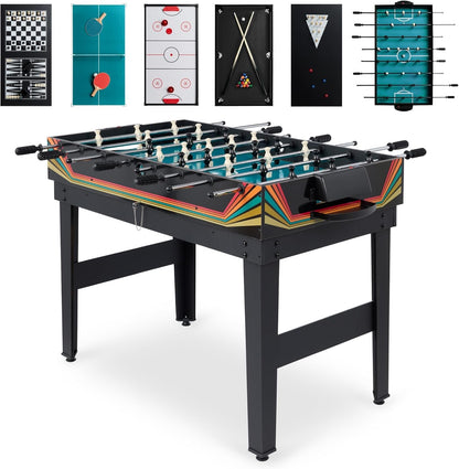 2X4Ft 10-In-1 Combo Game Table Set for Home, Game Room, Friends &amp; Family W/Hockey, Foosball, Pool, Shuffleboard, Ping Pong, Chess, Checkers, Bowling, and Backgammon