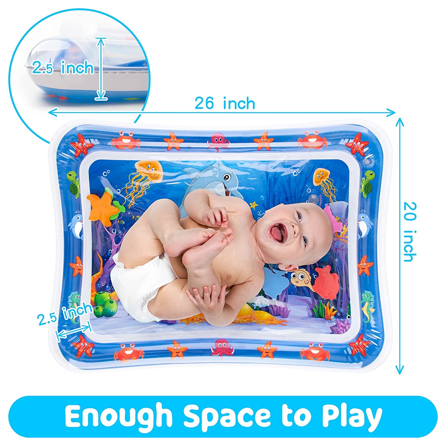 Tummy Time Water Mat丨Inflatable Tummy Time Water Play Mat for Babies, Infants and Toddlers 3 to 12 Months Promote Development Toys Baby Gifts