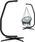 Metal Hanging Hammock C-Stand for Chair/Weather-Resistant Finish, Offset Base - Stand Only - Black