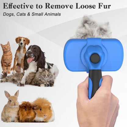 Self Cleaning Slicker Brush - Skin Friendly Deshedding Grooming Tool for Dogs &amp; Cats, Suitable for Shedding &amp; Haired Pets, with Pet Supplies Accessories, Blue