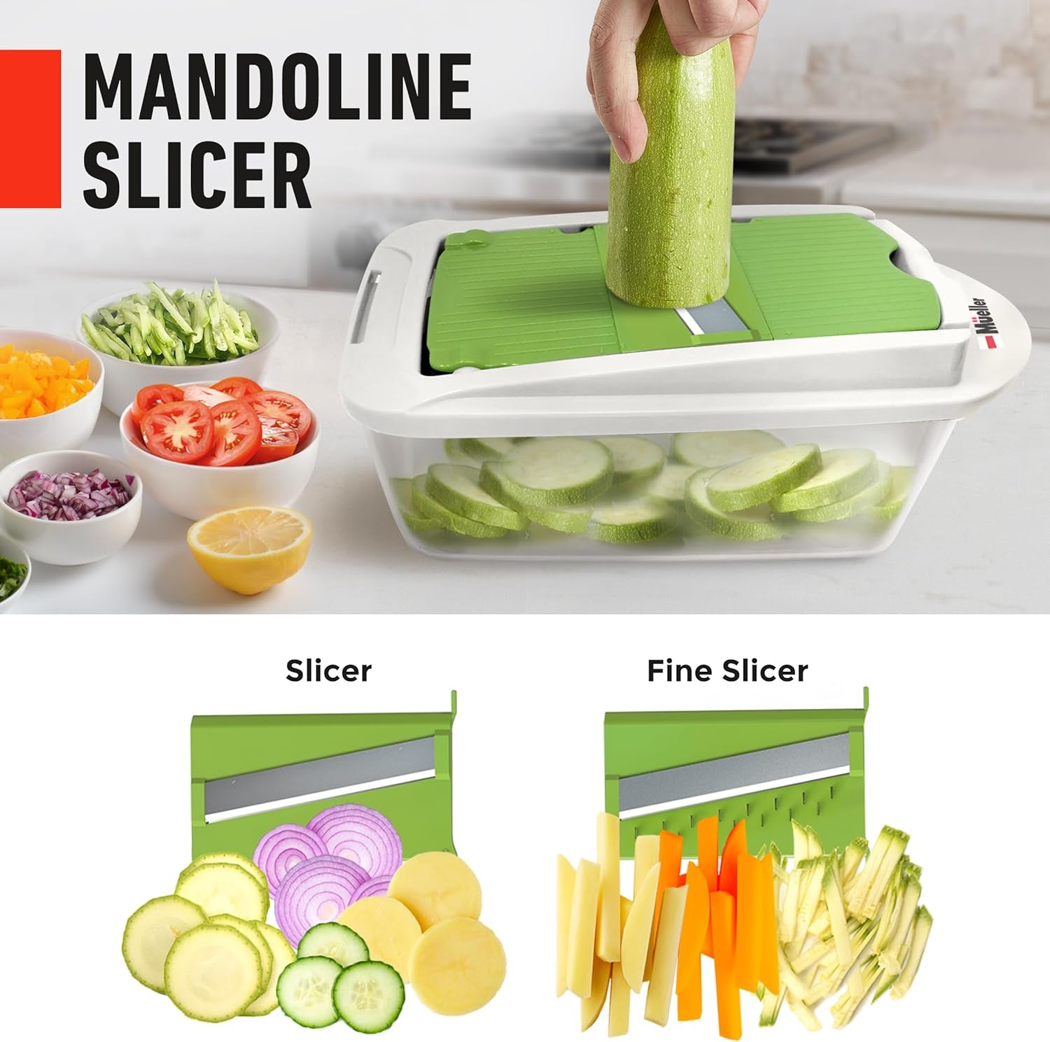 Pro-Series 10-In-1, 8 Blade Vegetable Chopper, Onion Mincer, Cutter, Dicer, Egg Slicer with Container, French Fry Cutter Potato Slicer, Home Essentials, Salad Chopper White Sand/Green