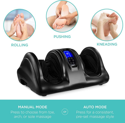 Foot Massager Machine Shiatsu Foot Massager, Therapeutic Reflexology Kneading and Rolling for Feet, Ankle, High Intensity Rollers, Remote, Control, LCD Screen - Black