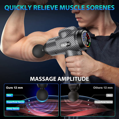 Massage Gun, Deep Tissue Back Massager for Athletes with 10 Massage Heads, Electric Muscle Percussion Massager for Any Pain Relief, FSA and HSA Eligible, Carbon