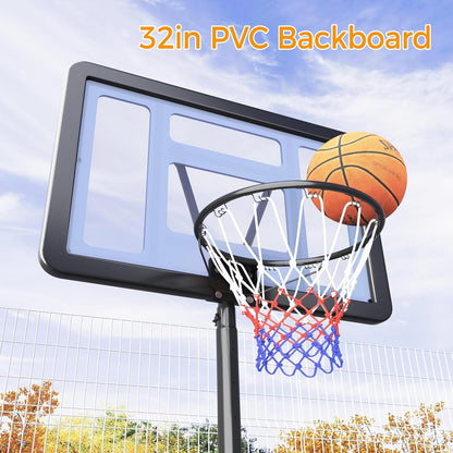 Portable Basketball Hoop Outdoor Indoor Basketball Hoop Basketball Court Basketball Goals Outdoor Basketball Hoops for Pool, with 32&