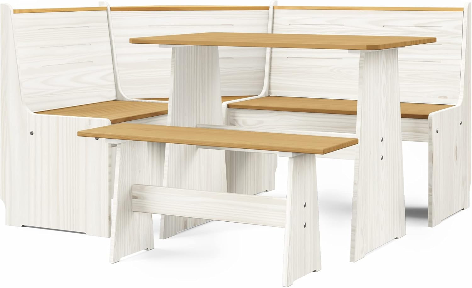 Chapman 2-Tone Natural/White Solid Wood Reversible Breakfast Nook