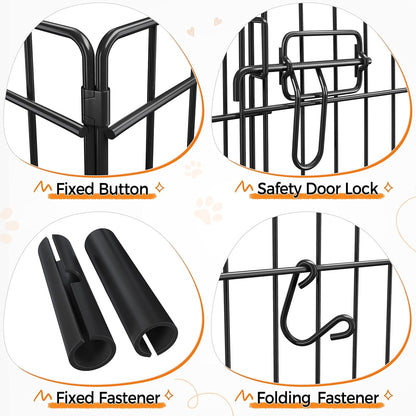 Dog Pen Pet Exercise Pen Metal Dog Fence with Door for Dogs/Cats or Small Animals Outdoor &amp; Indoor Use, 8 Panel 36.5&quot; High