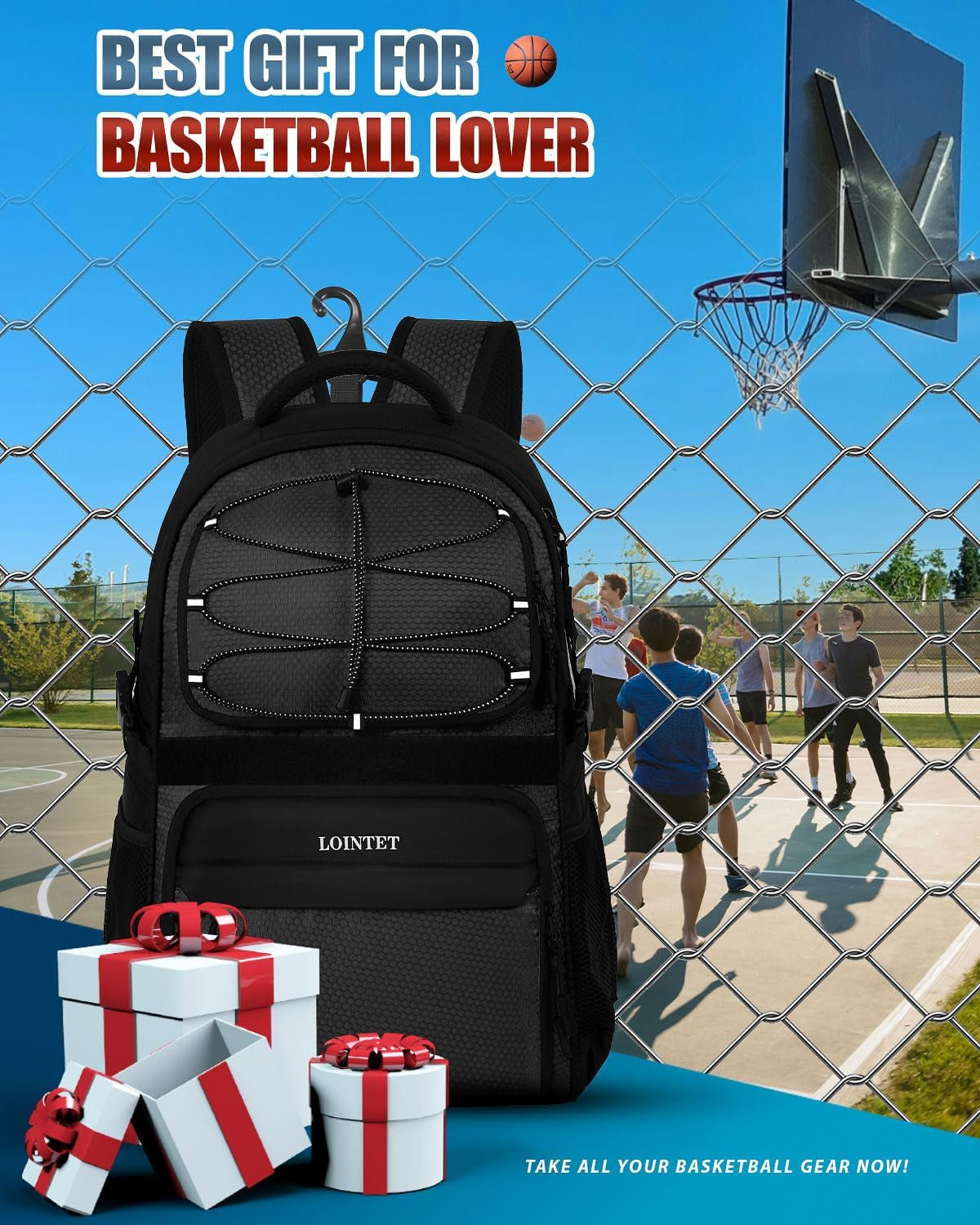 Basketball Bag Backpack with Ball Holder Shoes Bag