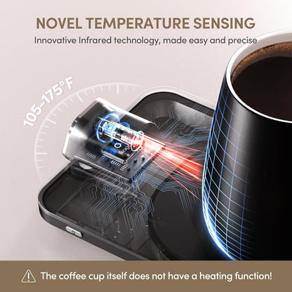 Smart Heated Coffee Mug Warmer &amp; Mug Set - Heated Coffee Warmer with Auto Shut Off, 1°F Precise Temperature Control Coffee Warmer, Electric Mug Warmer for Desk, Birthday Gifts for Women and Men