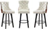 Modern Swivel 27" H Seat Velvet Barstools with Backrest,Button Tufted Rivet Trim Dining Room Chairs with Metal Pull Ring for Kitchen Island，Bistro, Home Bar，Coffee and White（Two-Tone,3 Pcs）