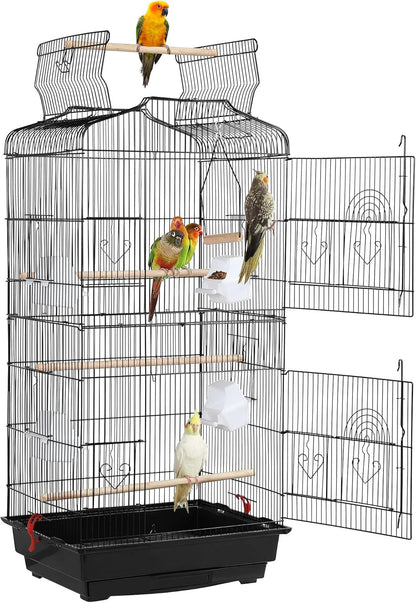 41-Inch Open Top Medium Bird Cages for Parakeets Finches Canaries Lovebirds Small Quaker Parrots Cockatiels Budgie Green Cheek Conure Travel Pet Flight Birdcage