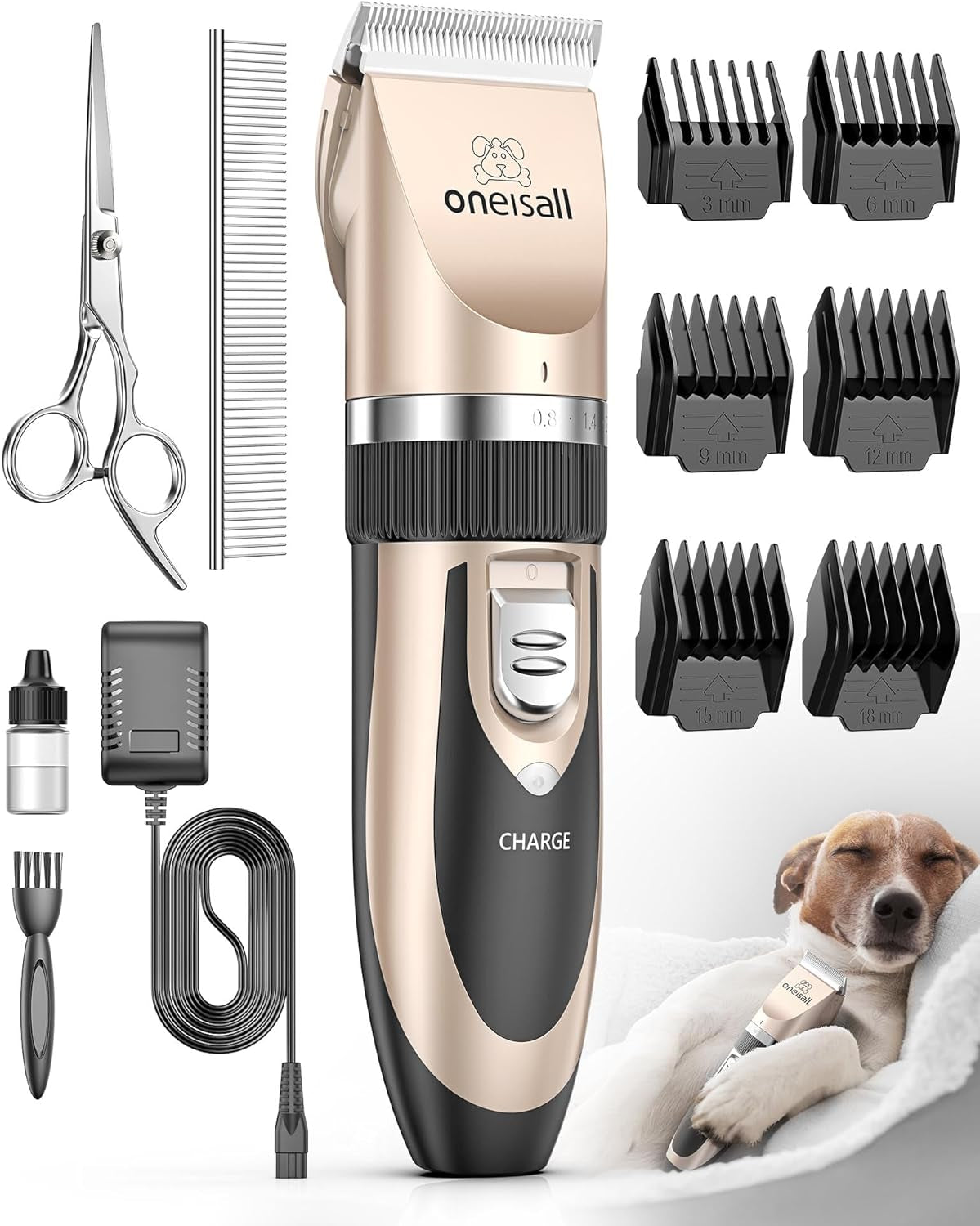 Dog Shaver Clippers Low Noise Rechargeable Cordless Electric Quiet Hair Clippers Set for Dogs Cats Pets