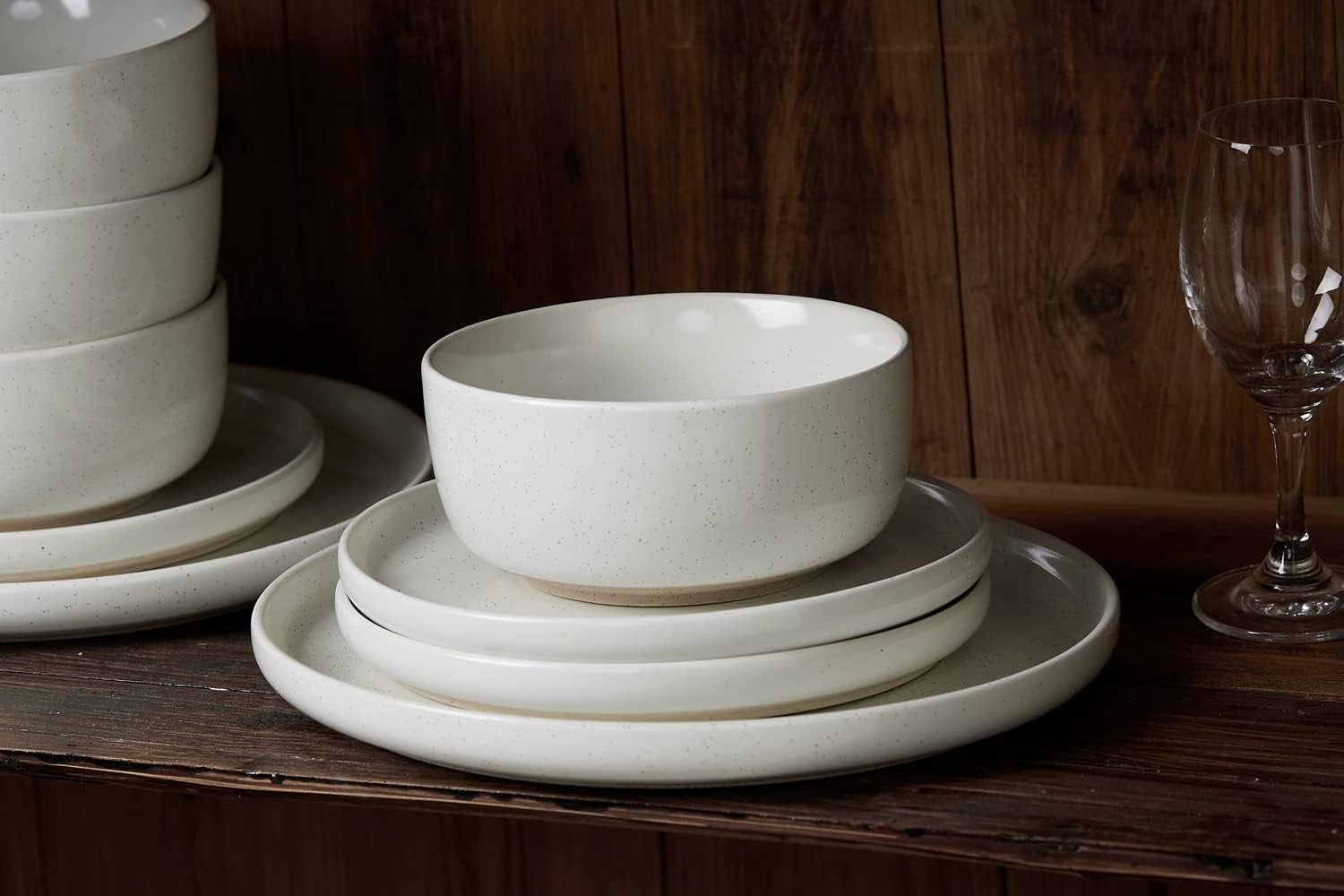 Milkyway Plates and Bowls Set, 12 Pieces Dinnerware Sets, Dishes Set for 4, White