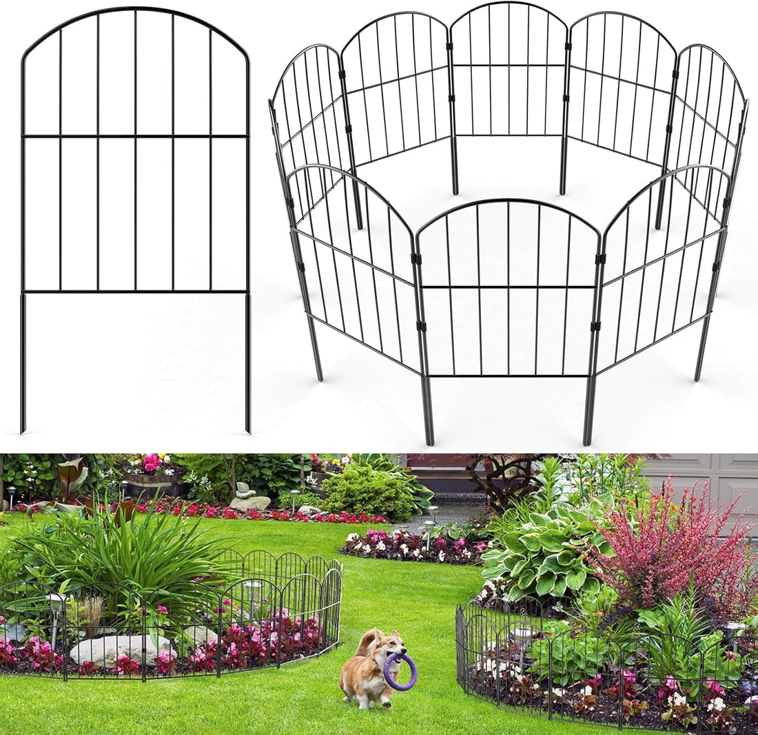 Decorative Garden Fence 25 Panels, Total 26Ft (L) X 24In (H) Rustproof Metal Wire Fencing Border Animal Barrier, Flower Edging for Landscape Patio Yard Outdoor Decor, Arched