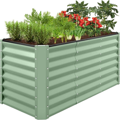 8X4X2Ft Outdoor Metal Raised Garden Bed, Deep Root Planter Box for Vegetables, Flowers, Herbs, and Succulents W/ 478 Gallon Capacity - Gray