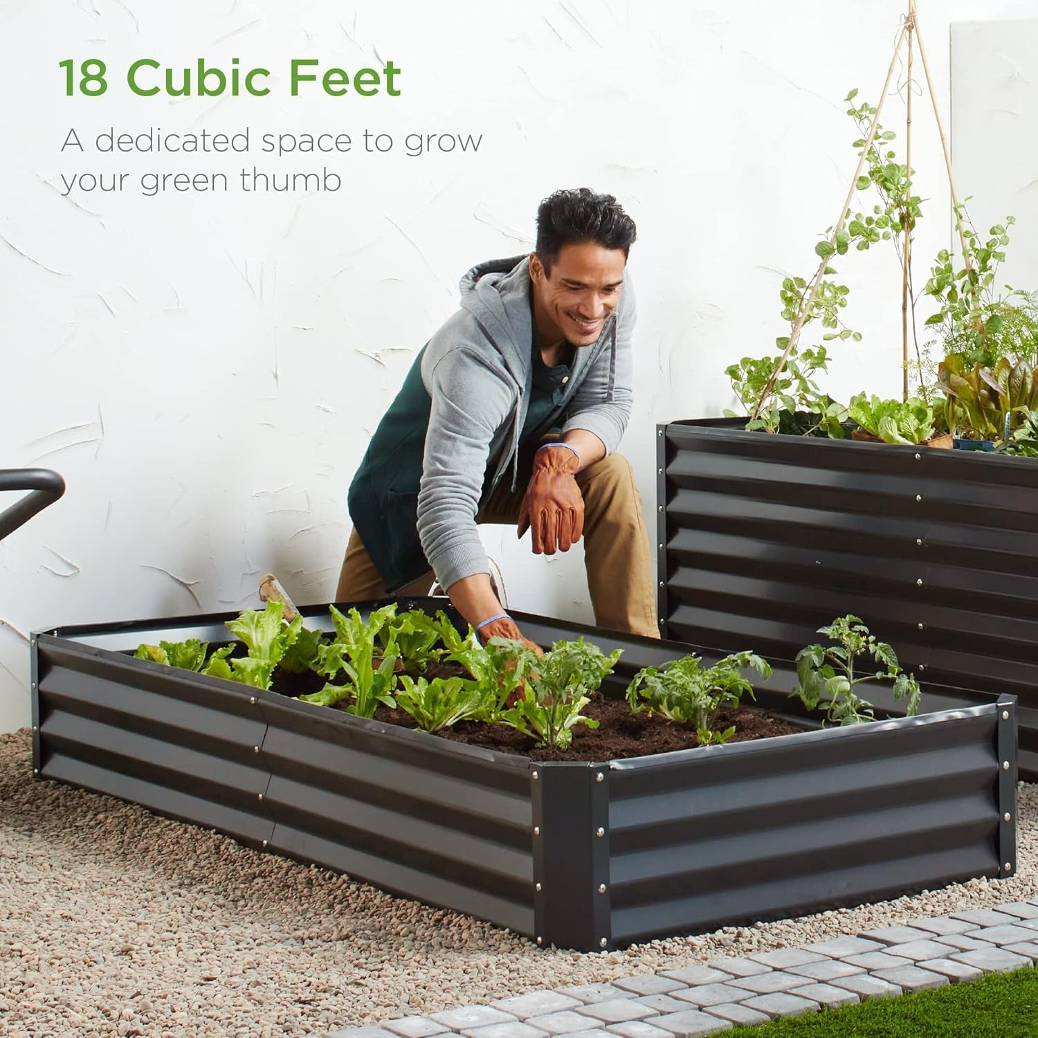 6X3X1Ft Outdoor Metal Raised Garden Bed Box Vegetable Planter for Vegetables, Flowers, Herbs, and Succulents - Dark Gray