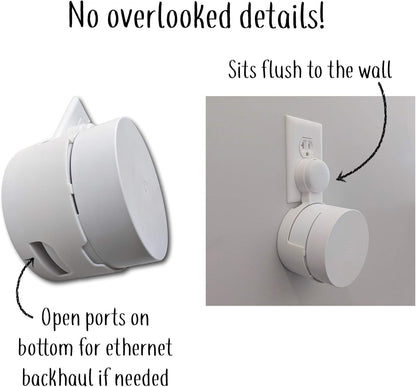 Google Wifi Outlet Holder Mount: [New 2020 – Present Version – round Plug] the Simplest Wall Mount Holder Stand Bracket for Google Wifi Routers and Beacons - No Messy Screws! (3-Pack)