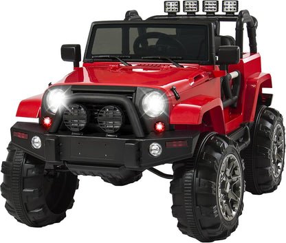 Kids 12V Ride on Truck, Battery Powered Toy Car W/Spring Suspension, Remote Control, 3 Speeds, LED Lights, Bluetooth - Black