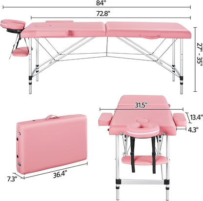 Massage Tables Portable Spa Bed Aluminum Facial Tattoo Bed Lash Bed for Eyelash Extensions Pink